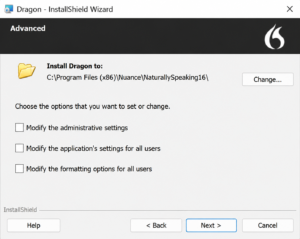 Installation process of Dragon Naturally Speaking